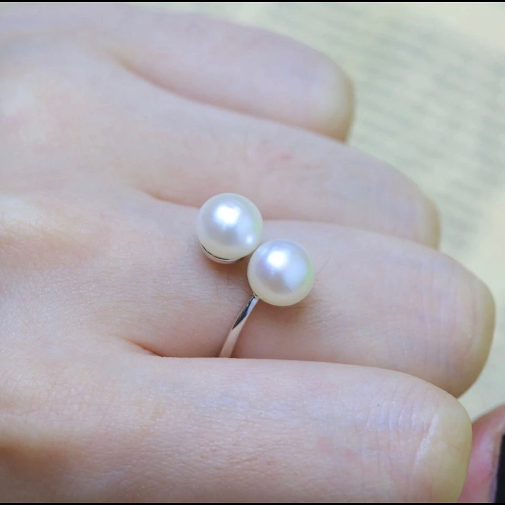 925 sterling silver freshwater real pearl ring